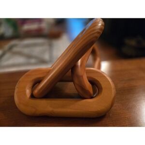 Hand Carved 3-Link Natural Wood Chain Decorative Object Coffee Table Decor Brown